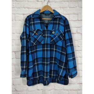 Swanndri Mens Pullover XL Blue Black Plaid 100% Wool Collared New Zealand READ